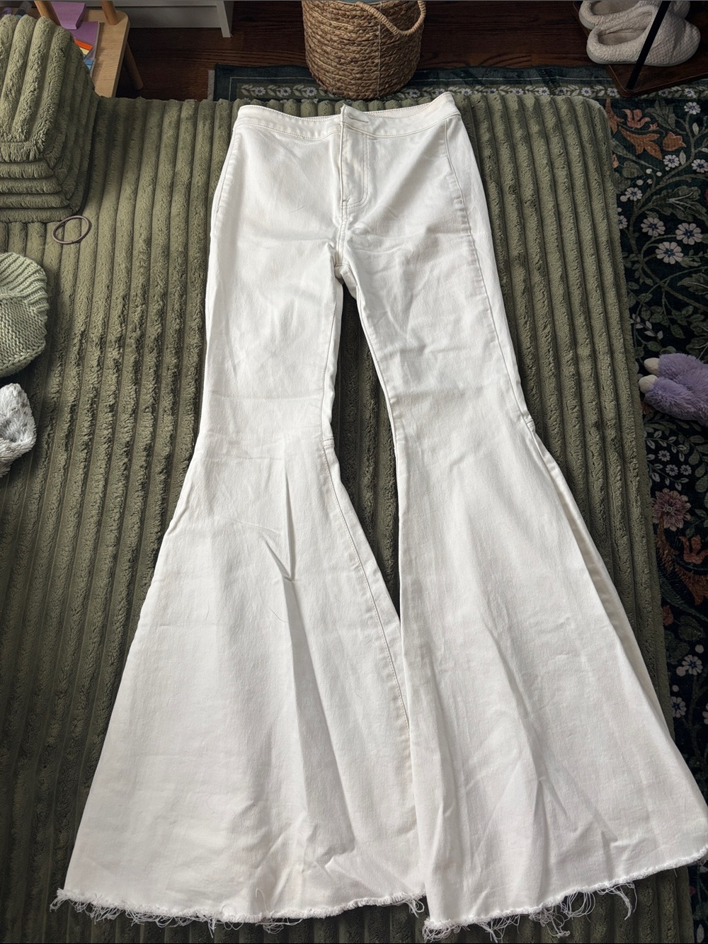 Free People White Bell Bottomed Jeans